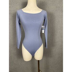 Just Polly Juniors' Women's Off Shoulder Long Sleeve Bodysuit Blue Small NWT's